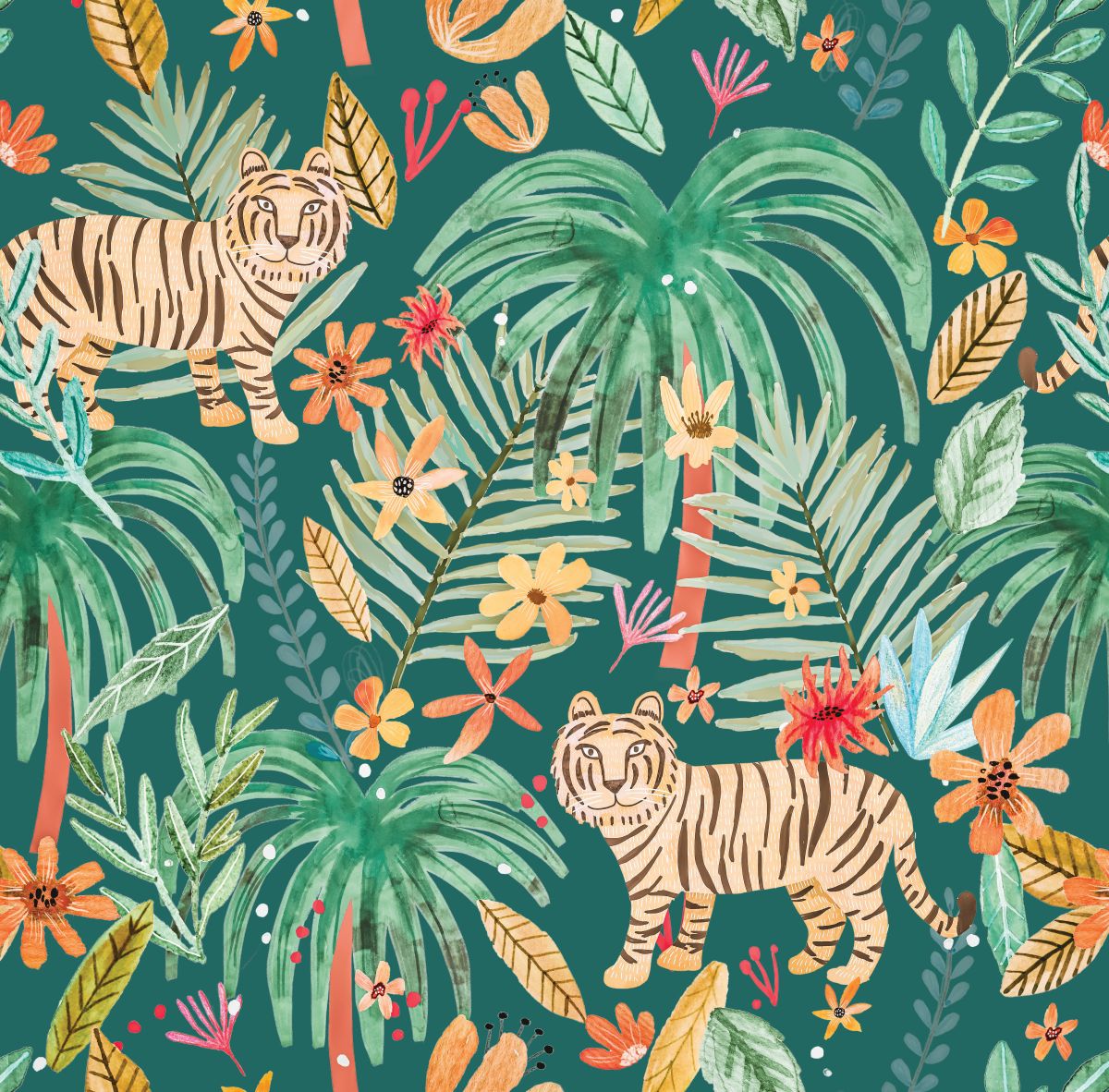 Jungle Jumboree Peel and Stick Wallpaper - Green pattern