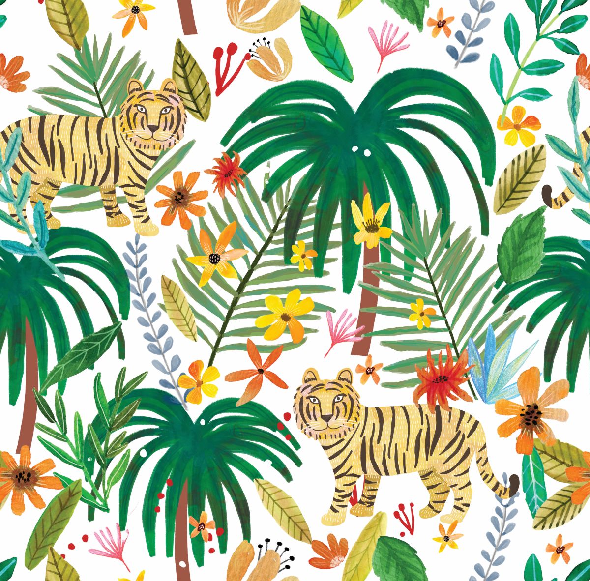Jungle Jumboree Peel and Stick Wallpaper - White pattern