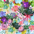 Mia's Succulent Peel and Stick Wallpaper - Bright Multi Color pattern