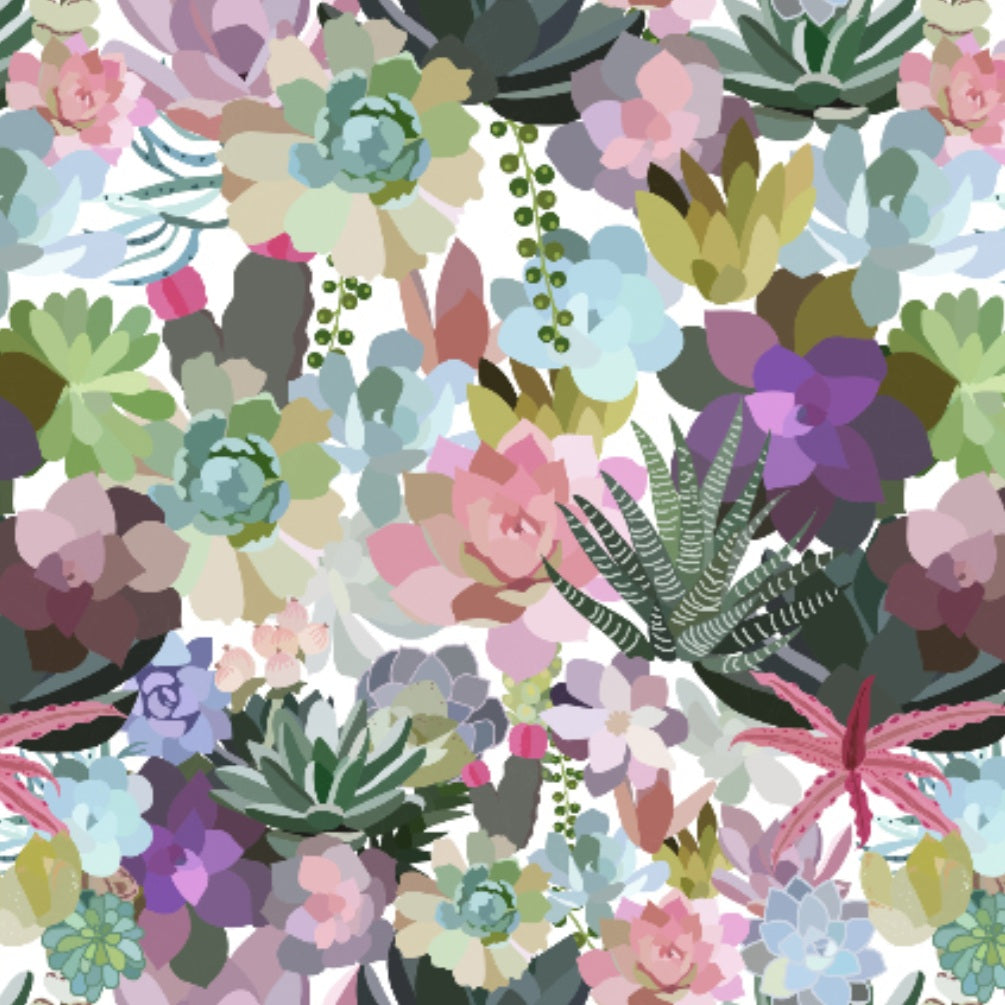 Mia's Succulent Peel and Stick Wallpaper - Soft Pastel Pink pattern