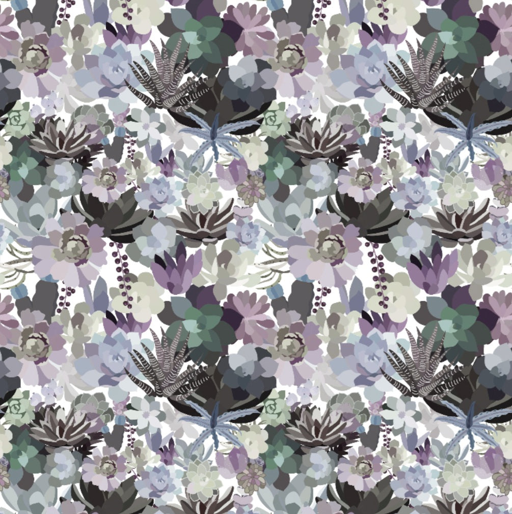 Mia's Succulent Peel and Stick Wallpaper - Lavender & Blue pattern