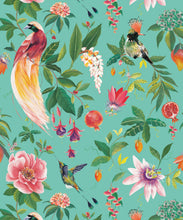 Load image into Gallery viewer, Gardenia Wallpaper • Aqua • Swatch