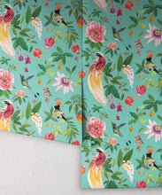 Load image into Gallery viewer, Gardenia Wallpaper • Aqua • Rolls
