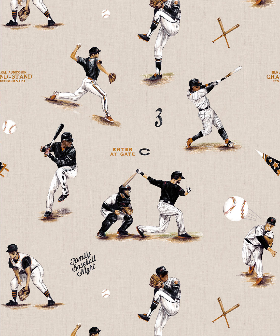 Baseball Wallpaper • Orange Nation • Swatch