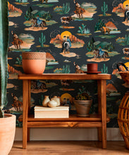 Load image into Gallery viewer, Frontier Wallpaper - Colorway: Navy - Insitu