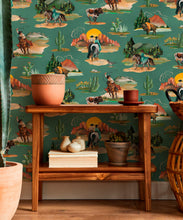 Load image into Gallery viewer, Frontier Wallpaper - Colorway: Turquoise - Insitu
