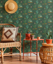 Load image into Gallery viewer, Roadrunner Wallpaper - Colorway: Evergreen - Insitu