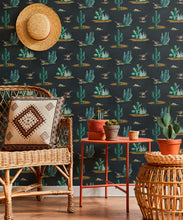 Load image into Gallery viewer, Roadrunner Wallpaper - Colorway: Navy - Insitu