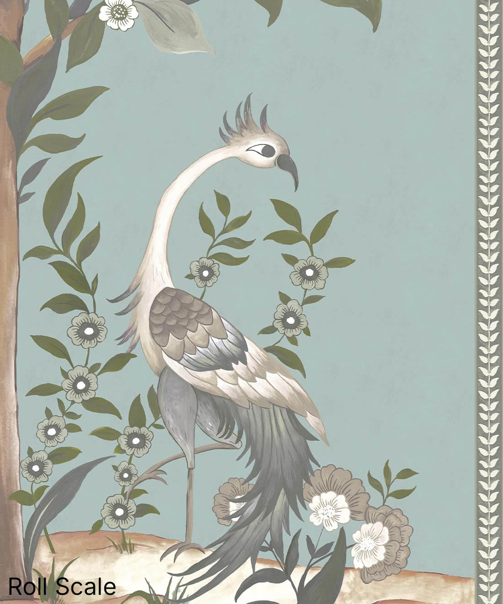 Pavilion Mural - Palace Grove Collection - M&K Studio - Swatch - Colorway: Duck Egg