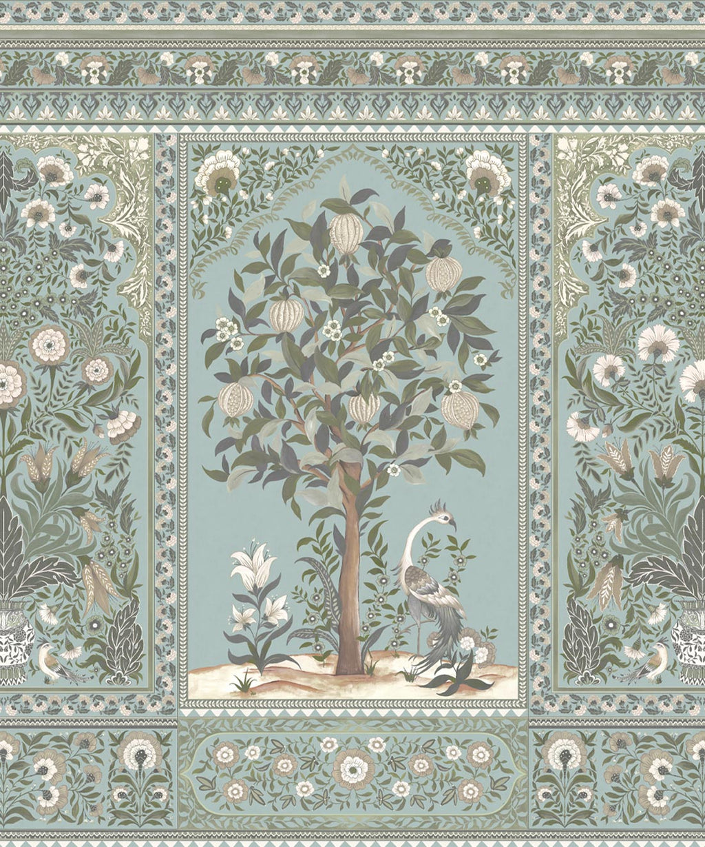 Pavilion Mural - Palace Grove Collection - M&K Studio - Swatch - Colorway: Duck Egg