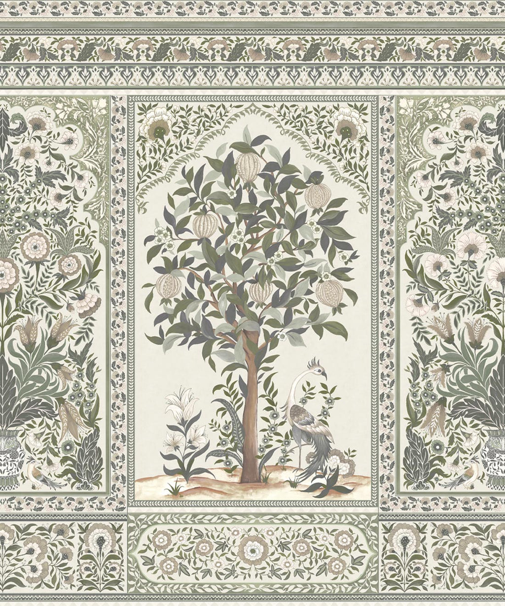 Pavilion Mural - Palace Grove Collection - M&K Studio - Swatch - Colorway: Linen