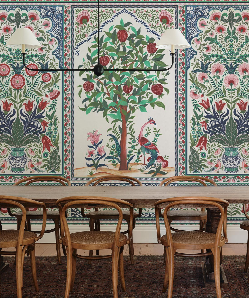 Pavilion Mural - Palace Grove Collection - M&K Studio - Insitu - Colorway: Ruby