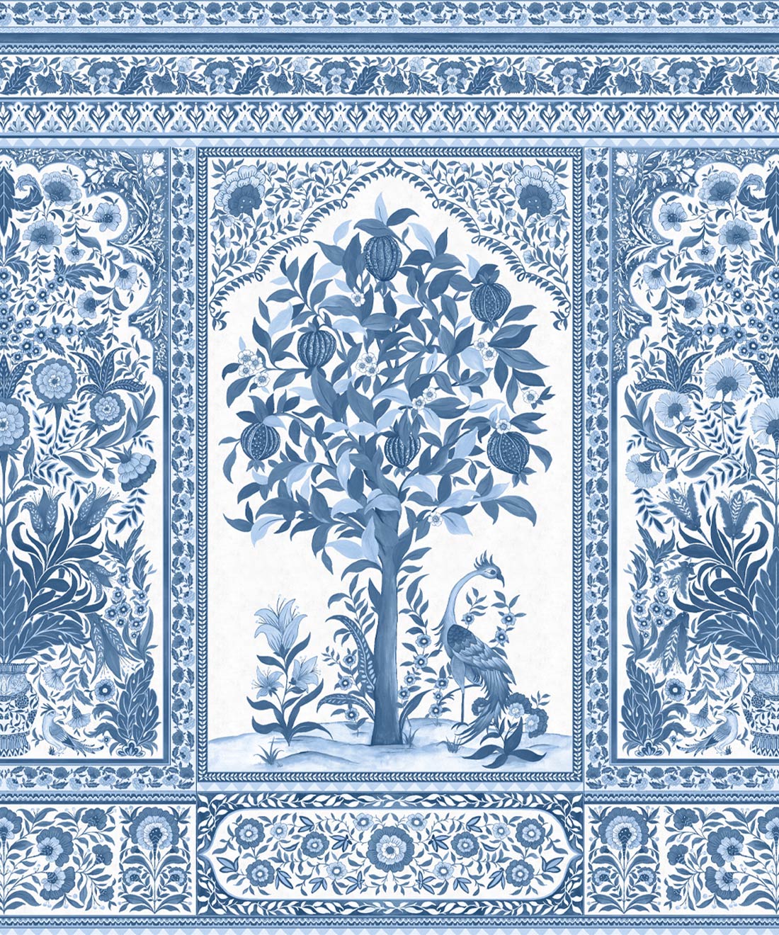 Pavilion Mural - Palace Grove Collection - M&K Studio - Swatch - Colorway: Sapphire