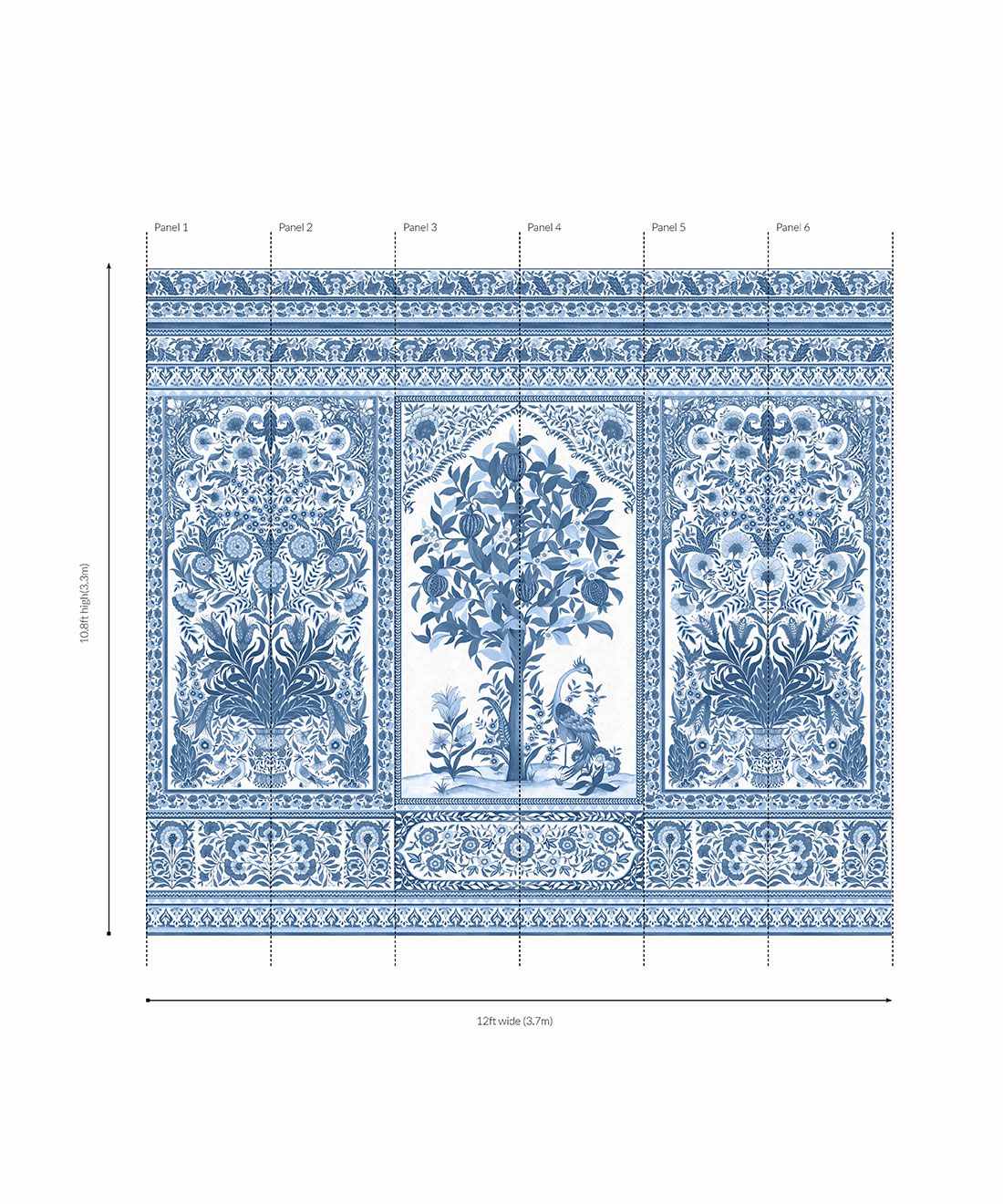 Pavilion Mural - Palace Grove Collection - M&K Studio - Roll - Colorway: Sapphire