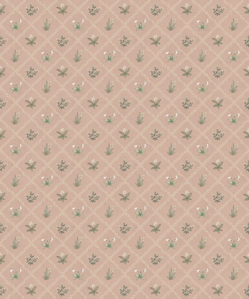Floret Wallpaper - Palace Grove Collection - M&K Studio - Swatch - Colorway: Antique Rose