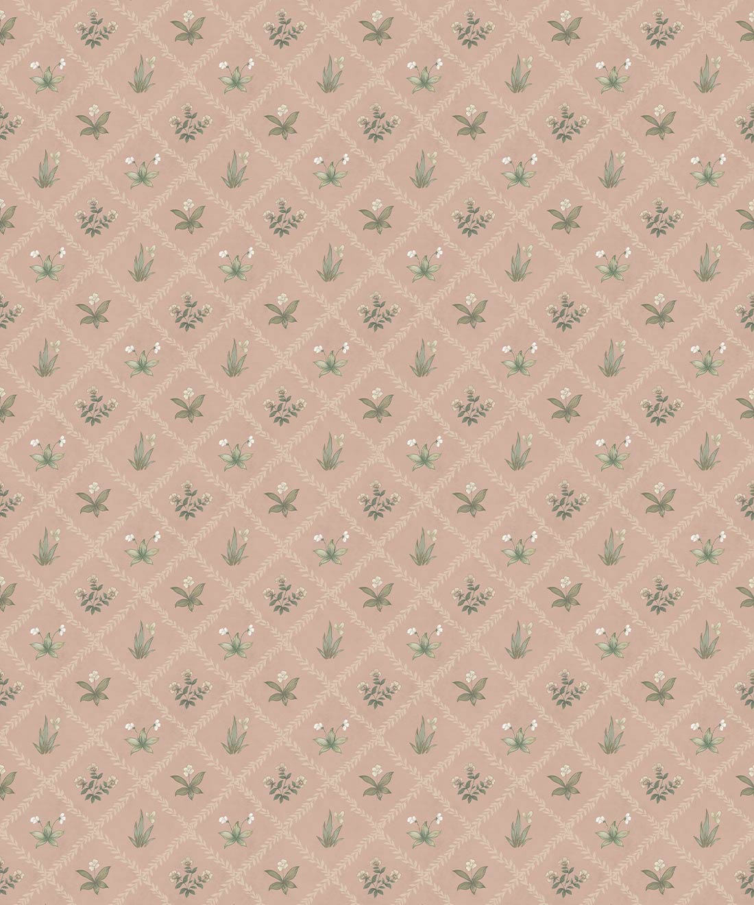 Floret Wallpaper - Palace Grove Collection - M&K Studio - Swatch - Colorway: Antique Rose