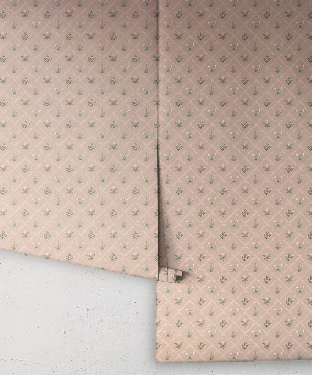 Floret Wallpaper - Palace Grove Collection - M&K Studio - Roll - Colorway: Antique Rose
