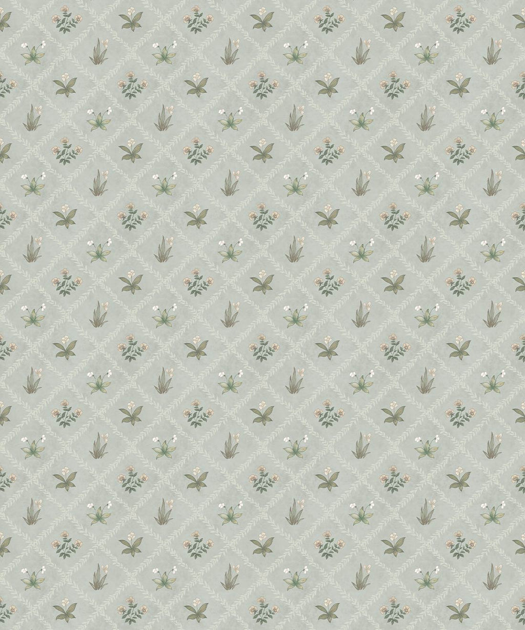 Floret Wallpaper - Palace Grove Collection - M&K Studio - Swatch - Colorway: Duck Egg