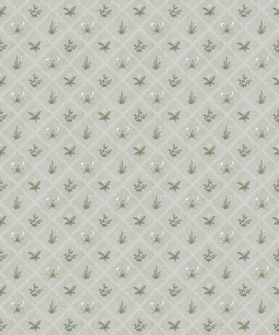 Floret Wallpaper - Palace Grove Collection - M&K Studio - Swatch - Colorway: Duck Egg