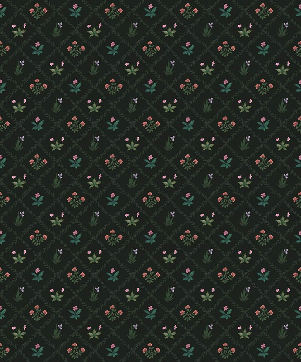 Floret Wallpaper - Palace Grove Collection - M&K Studio - Swatch - Colorway: Jewel