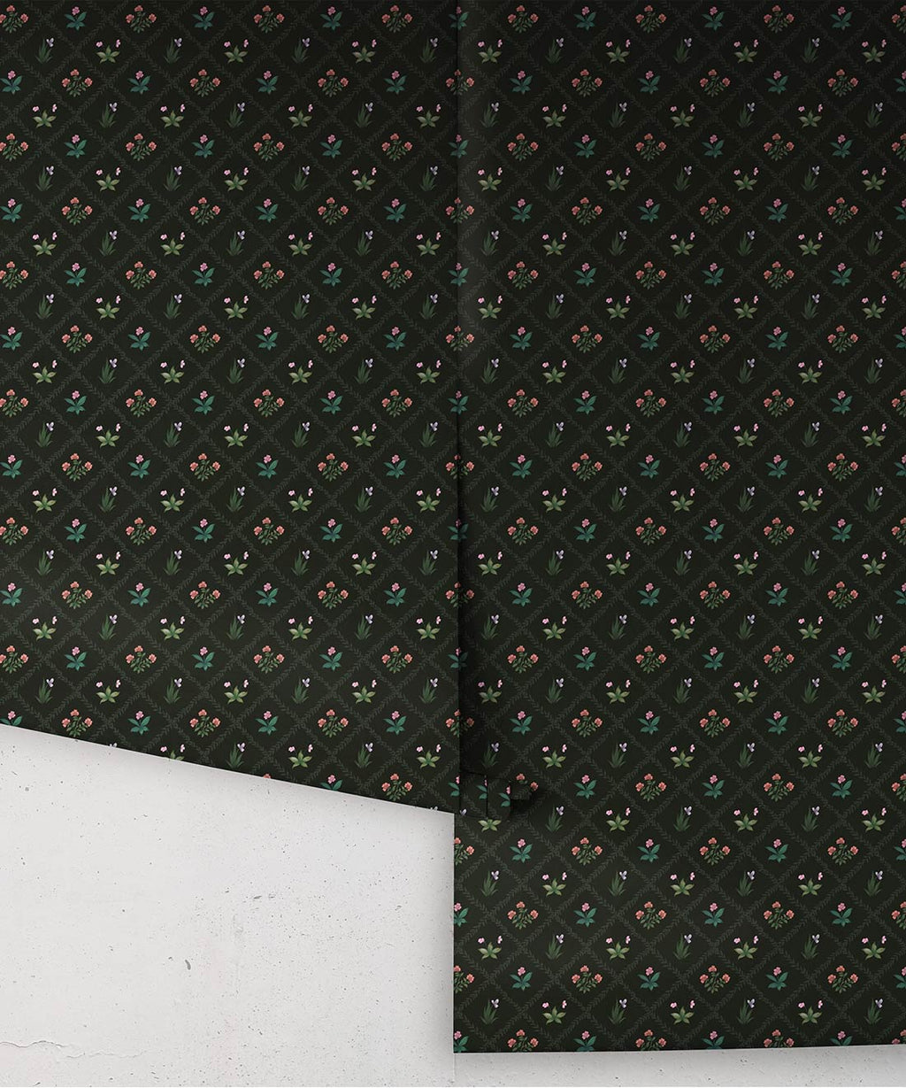 Floret Wallpaper - Palace Grove Collection - M&K Studio - Roll - Colorway: Jewel