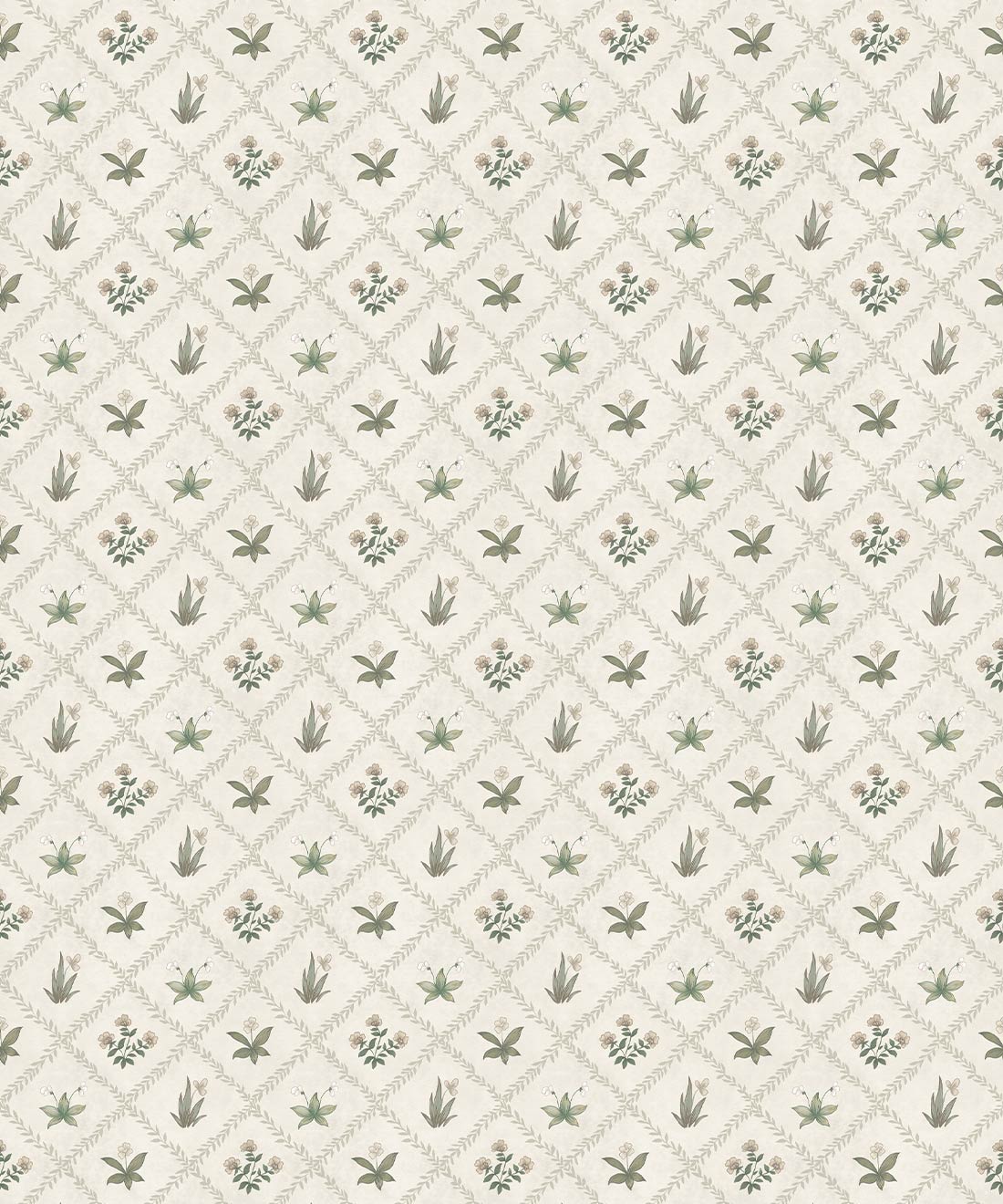 Floret Wallpaper - Palace Grove Collection - M&K Studio - Swatch - Colorway: Linen