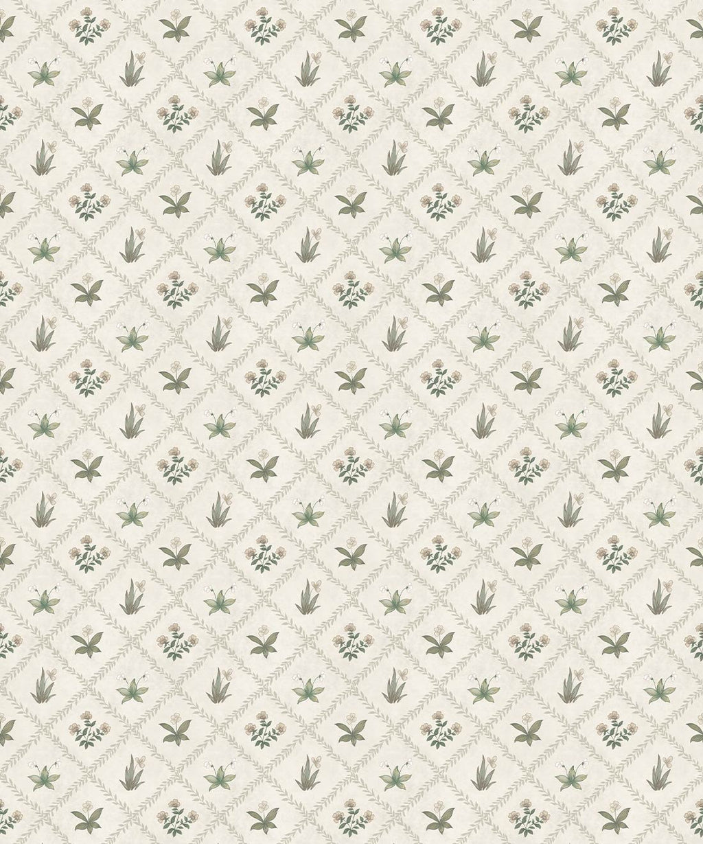 Floret Wallpaper - Palace Grove Collection - M&K Studio - Swatch - Colorway: Linen
