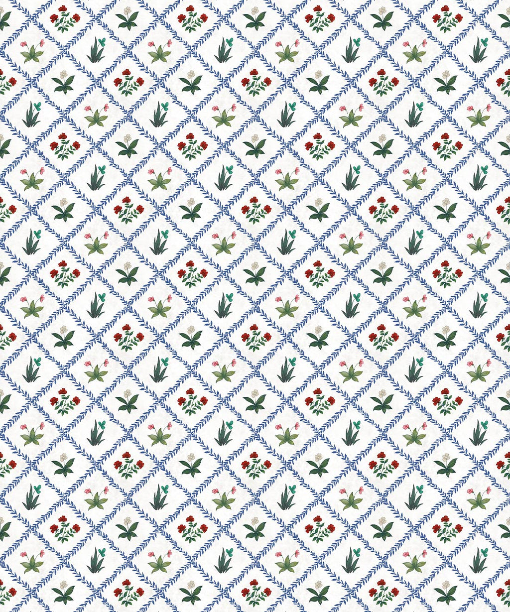 Floret Wallpaper - Palace Grove Collection - M&K Studio - Swatch - Colorway: Ruby