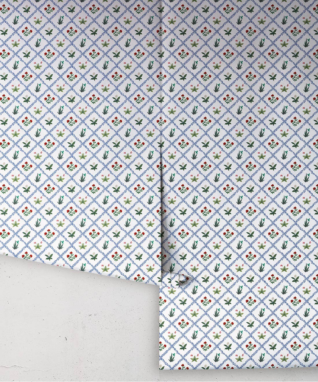 Floret Wallpaper - Palace Grove Collection - M&K Studio - Roll - Colorway: Ruby