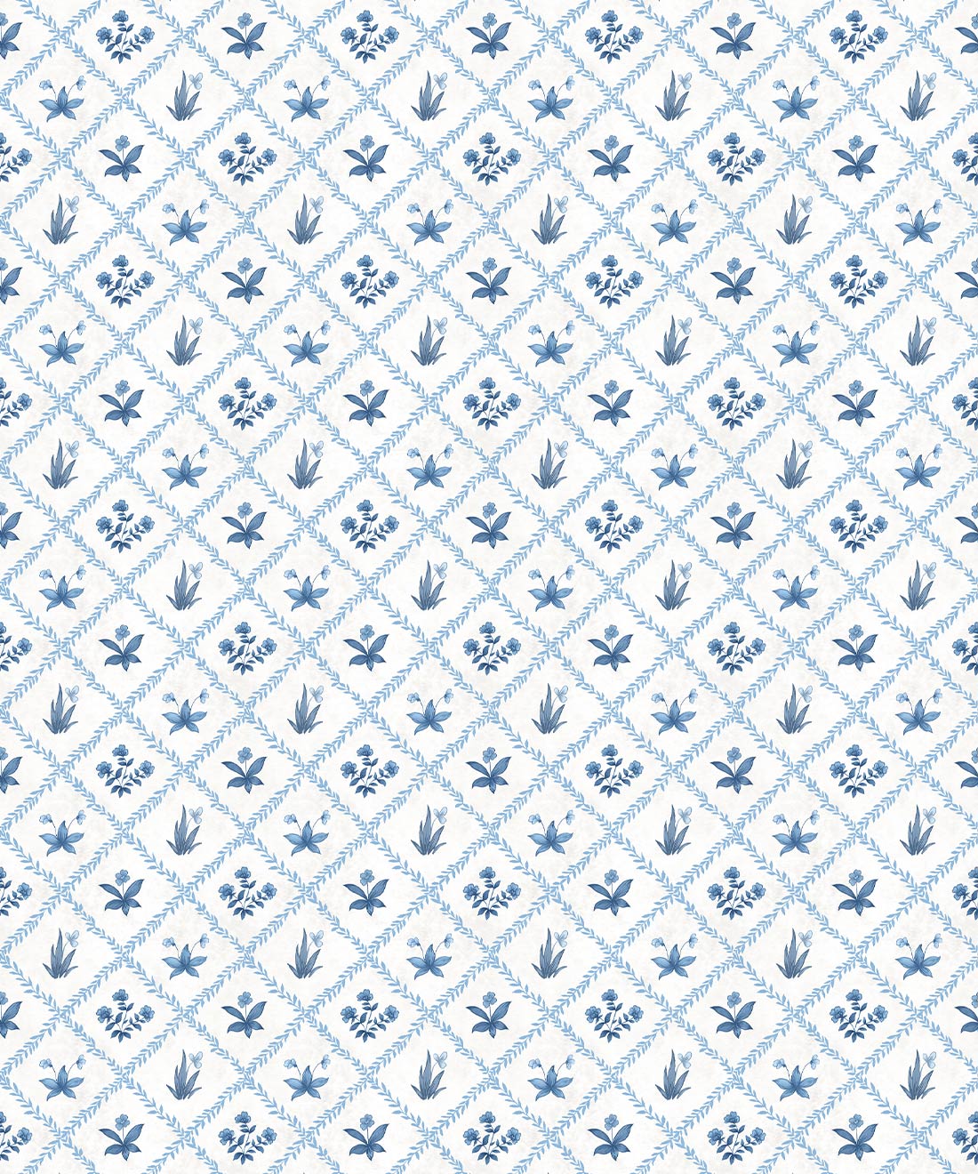 Floret Wallpaper - Palace Grove Collection - M&K Studio - Swatch - Colorway: Sapphire