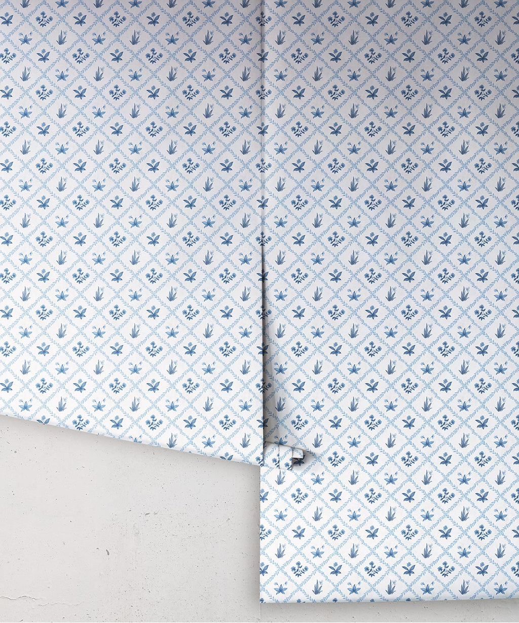 Floret Wallpaper - Palace Grove Collection - M&K Studio - Roll - Colorway: Sapphire