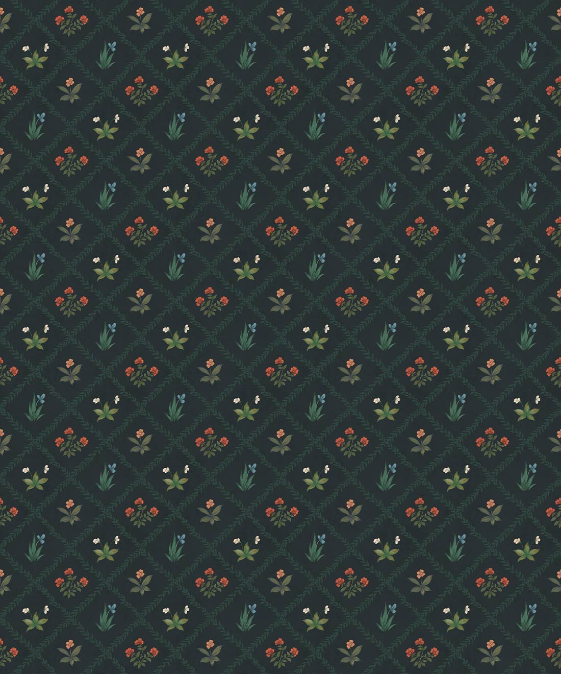 Floret Wallpaper - Palace Grove Collection - M&K Studio - Swatch - Colorway: Topaz