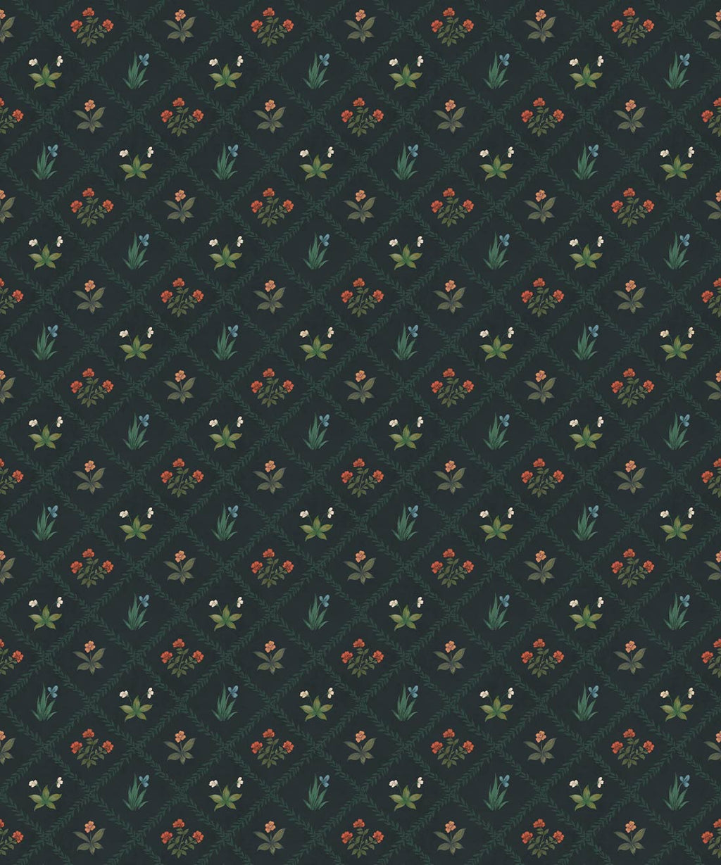 Floret Wallpaper - Palace Grove Collection - M&K Studio - Swatch - Colorway: Topaz