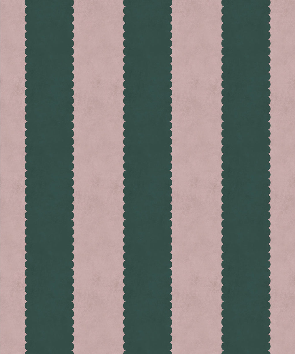 Scallop Stripe Wallpaper - Palace Grove Collection - M&K Studio - Swatch - Colorway: Ruby