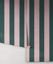 Load image into Gallery viewer, Scallop Stripe Wallpaper - Palace Grove Collection - M&amp;K Studio - Roll - Colorway: Ruby