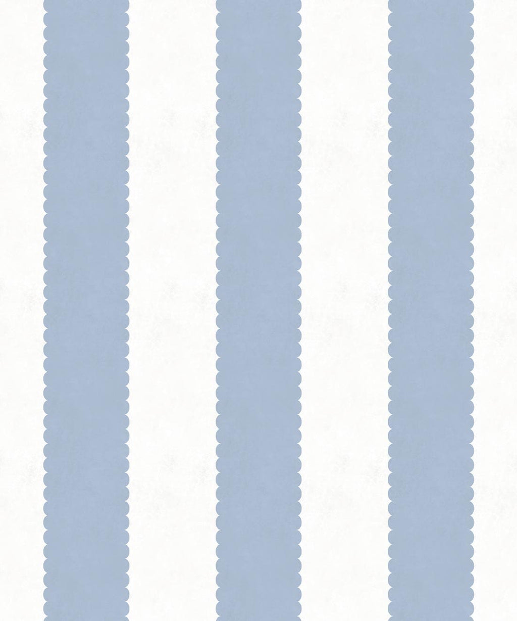 Scallop Stripe Wallpaper - Palace Grove Collection - M&K Studio - Swatch - Colorway: Sapphire