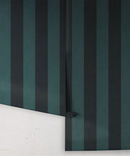 Load image into Gallery viewer, Scallop Stripe Wallpaper - Palace Grove Collection - M&amp;K Studio - Roll - Colorway: Topaz