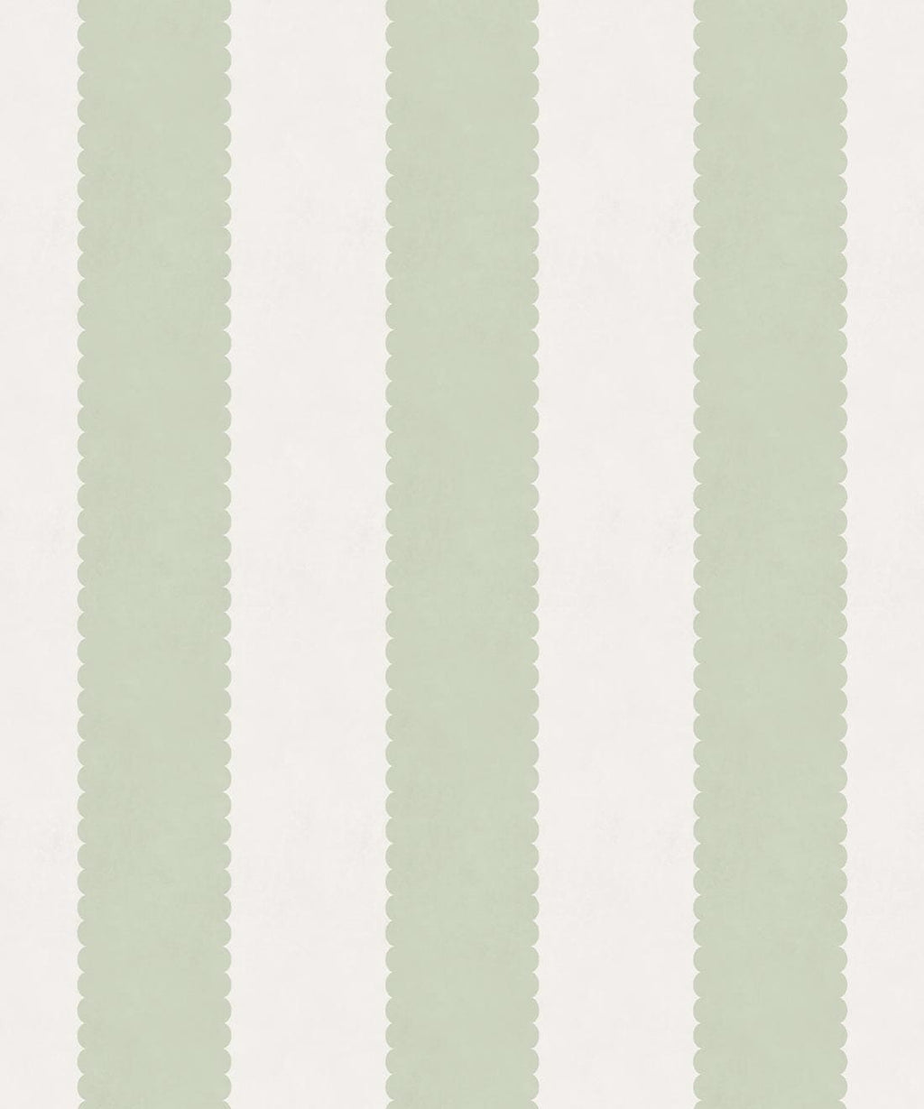Scallop Stripe Wallpaper - Palace Grove Collection - M&K Studio - Swatch - Colorway: Willow