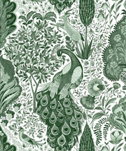 Load image into Gallery viewer, Peacock Garden Wallpaper - Palace Grove Collection - M&amp;K Studio - Swatch - Colorway: Emerald