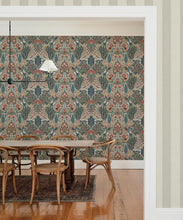 Load image into Gallery viewer, Peacock Garden Wallpaper - Palace Grove Collection - M&amp;K Studio - Swatch - Colorway: Kesar