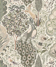 Load image into Gallery viewer, Peacock Garden Wallpaper - Palace Grove Collection - M&amp;K Studio - Swatch - Colorway: Linen