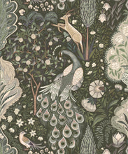 Load image into Gallery viewer, Peacock Garden Wallpaper - Palace Grove Collection - M&amp;K Studio - Swatch - Colorway: Olive