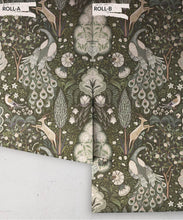 Load image into Gallery viewer, Peacock Garden Wallpaper - Palace Grove Collection - M&amp;K Studio - Roll - Colorway: Olive