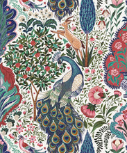 Load image into Gallery viewer, Peacock Garden Wallpaper - Palace Grove Collection - M&amp;K Studio - Swatch - Colorway: Ruby