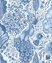 Load image into Gallery viewer, Peacock Garden Wallpaper - Palace Grove Collection - M&amp;K Studio - Swatch - Colorway: Sapphire