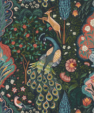 Load image into Gallery viewer, Peacock Garden Wallpaper - Palace Grove Collection - M&amp;K Studio - Swatch - Colorway: Topaz