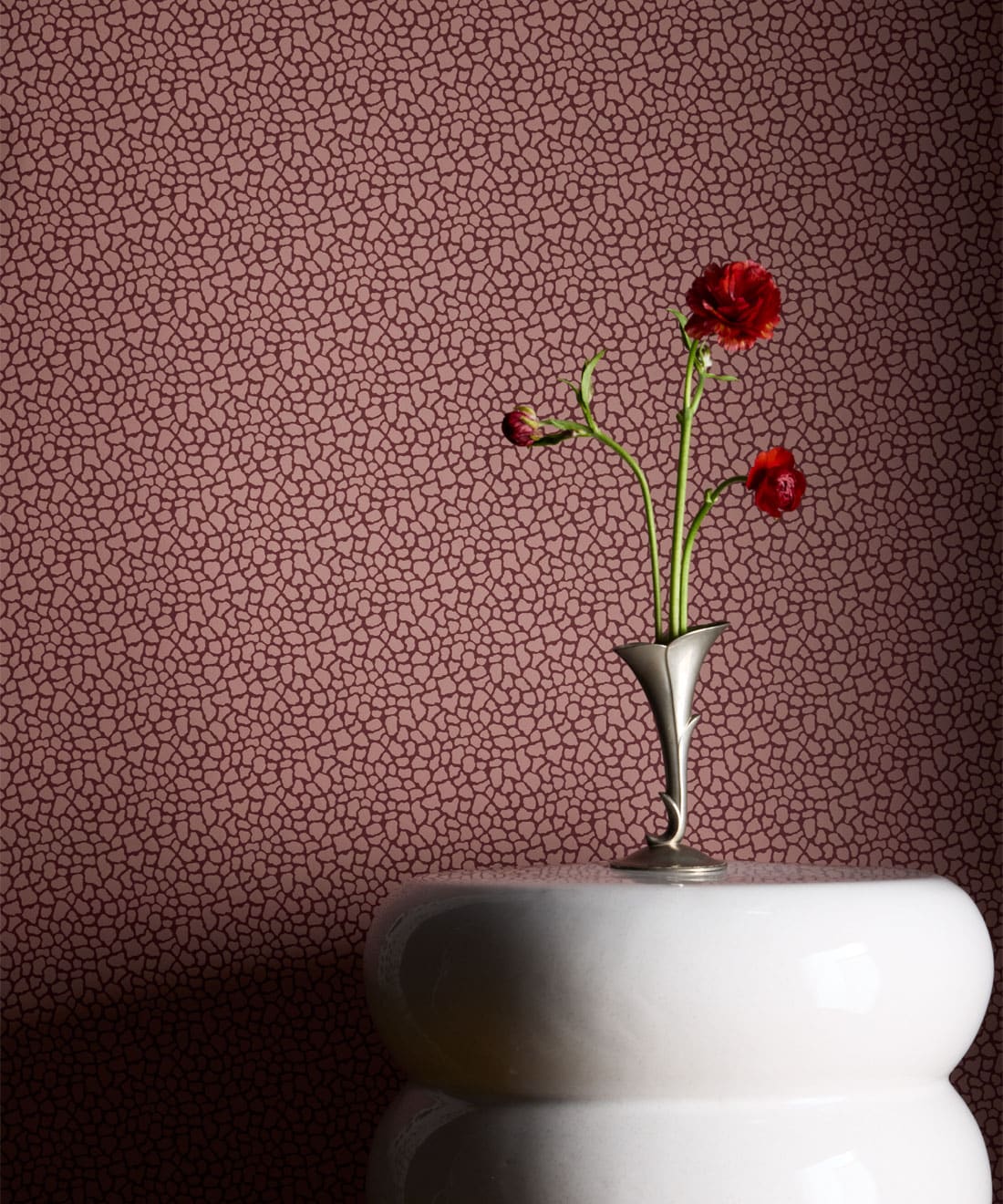 Petite Prints Collection by Milton and King Studio - Petite Prints: All Overs - Clay Wallpaper - Colourway: Ruby - Insitu