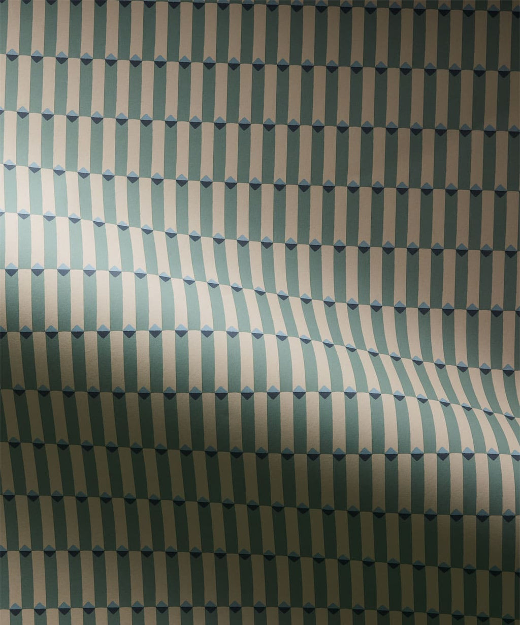 Petite Prints Collection by Milton and King Studio - Petite Prints: Geometrics - Axis Wallpaper - Colourway: Aqua - Roll 2