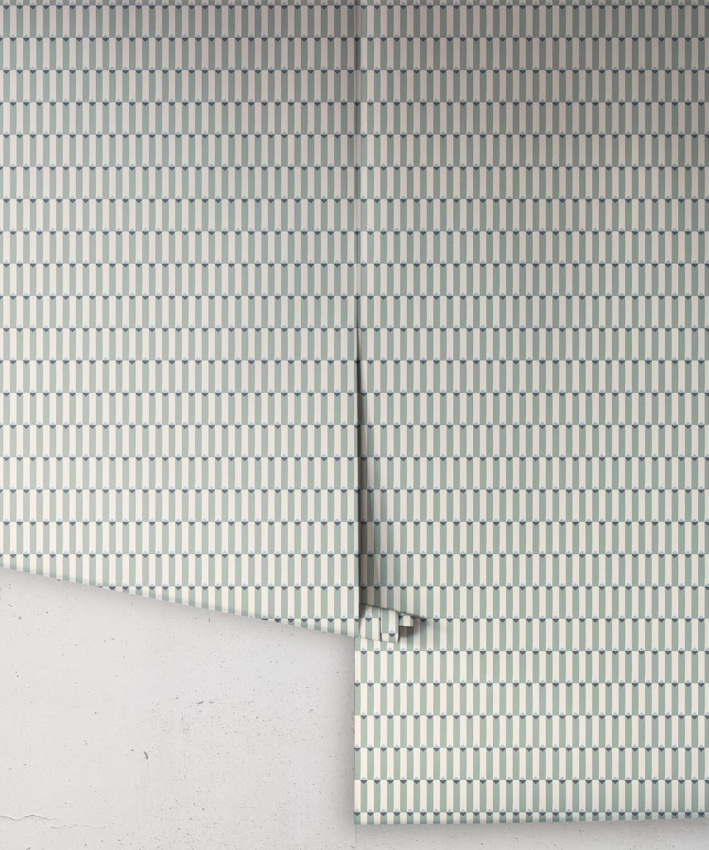 Petite Prints Collection by Milton and King Studio - Petite Prints: Geometrics - Axis Wallpaper - Colourway: Aqua - Roll