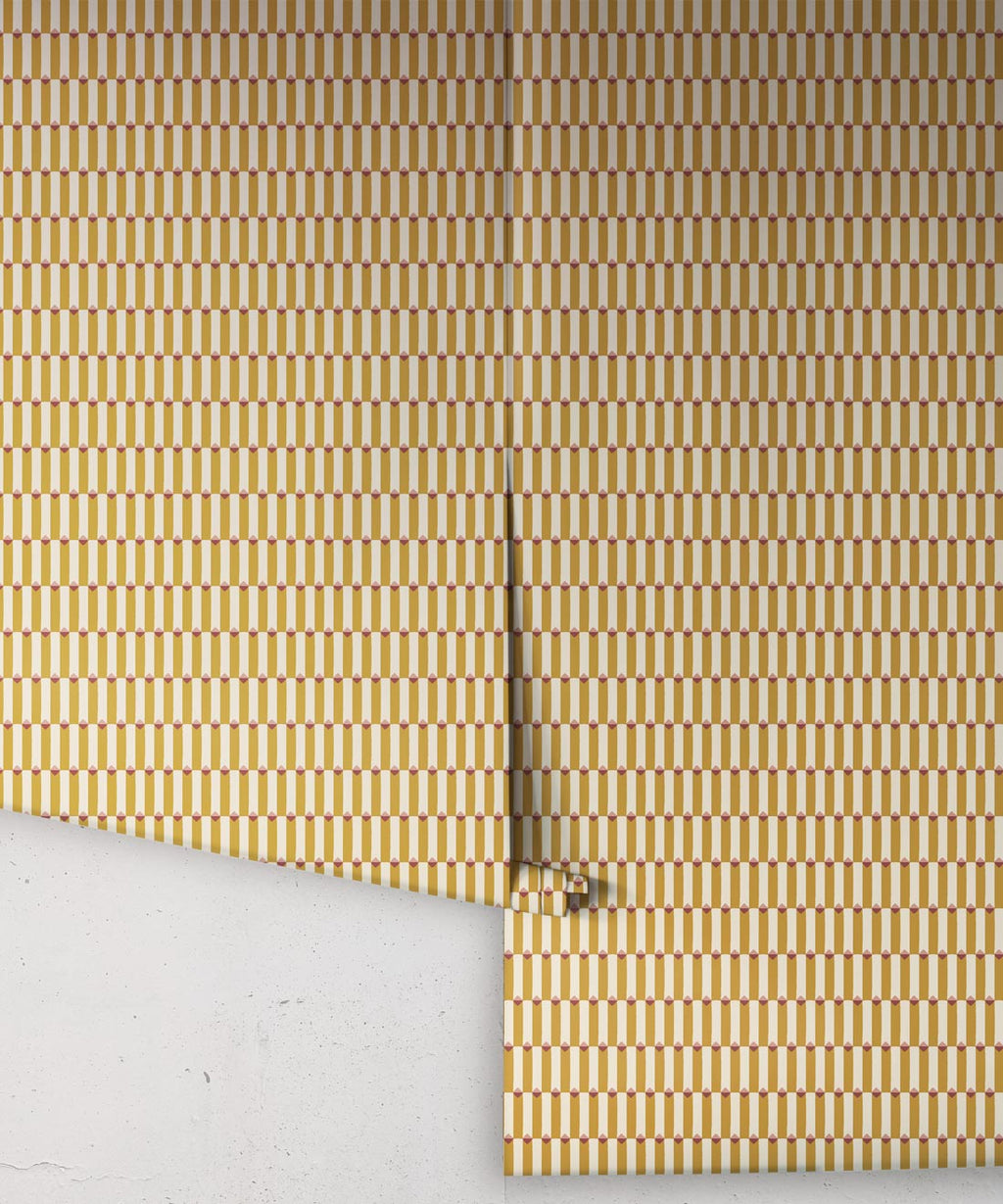 Petite Prints Collection by Milton and King Studio - Petite Prints: Geometrics - Axis Wallpaper - Colourway: Gold - Roll